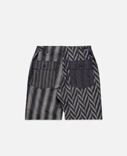 Stripe Denim Fatigue Shorts (Charcoal)